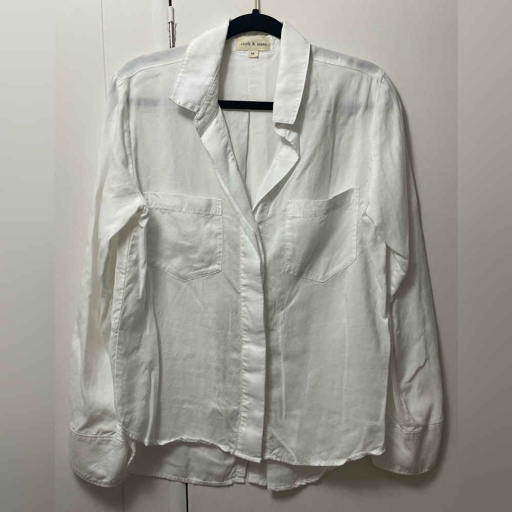 Cloth and Stone, white linen blouse, size m